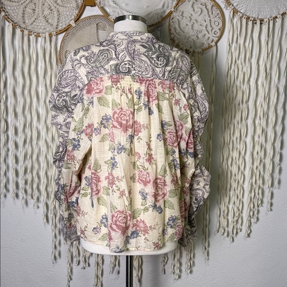 Free People NWT Mara Floral Printed Long Sleeve Button Down Blouse Size M - Picture 7 of 13